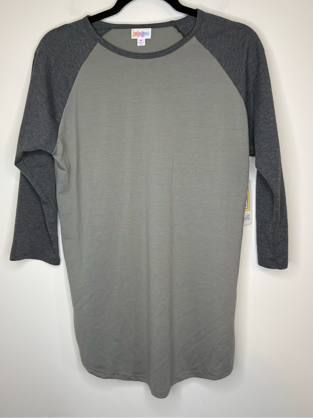 LuLaRoe NWT Randy Baseball Tee Two-Tone Grey Long Sleeve Shirt Size M